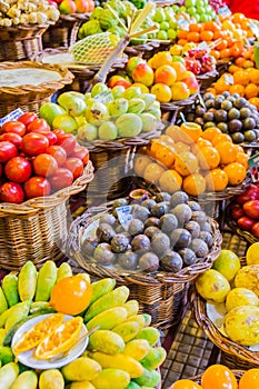 Fresh exotic fruits and vegetables in Mercado Dos Lavradores