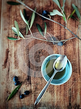 Fresh extravergine olive oil photo