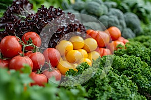 Fresh farm fruits and vegetables are sold at the market