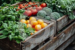 Fresh farm fruits and vegetables are sold at the market