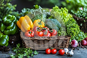 Fresh farm fruits and vegetables are sold at the market