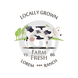 Fresh Farm Produce and logo - vector illustration.