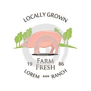 Fresh Farm Produce and logo - vector illustration.