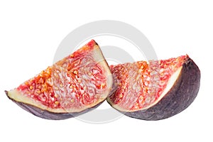 Fresh fig fruit pieces isolated on white background