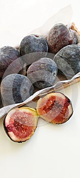 Fresh figs in cardboard box overview