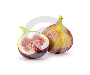 Fresh figs and dried figs isolated on white background