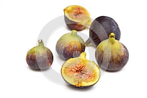Fresh figs. Fruit with half and quarter isolated on white background. With clipping path. 6