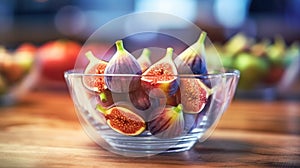 Fresh figs with water drops isolated. Healthy Food Concept with Copy Space.