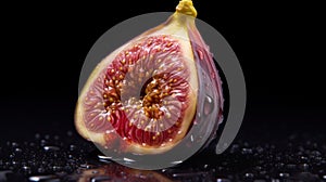 Fresh figs with water drops isolated. Healthy Food Concept with Copy Space.