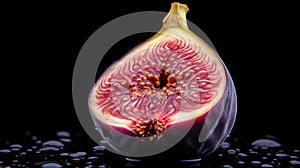 Fresh figs with water drops isolated. Healthy Food Concept with Copy Space.