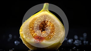 Fresh figs with water drops isolated. Healthy Food Concept with Copy Space.