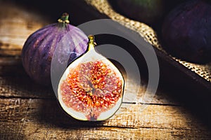Fresh figs on a wooden table