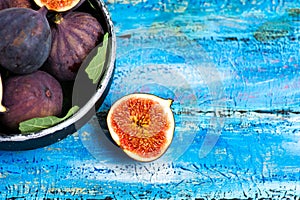 Fresh figs on a wooden table