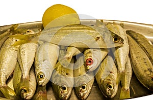 fresh fish boops family Sparidae with lemon photo