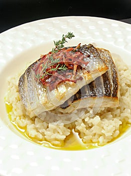 Fresh Fish Gourmet Dinner - Stock Image