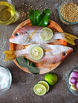 Fresh fish with Ingredience ready for cooking