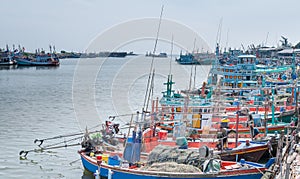 The fresh fish market bridge is the port of the seafood market and a lot of fishermen and fishing boats