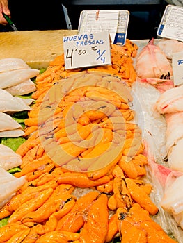 Fresh fish roes in a market.