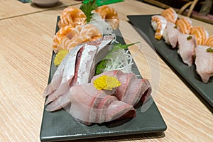 Fresh Fish Sushi Sashimi Plate Closeup