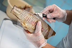 Fresh fished trout preparation