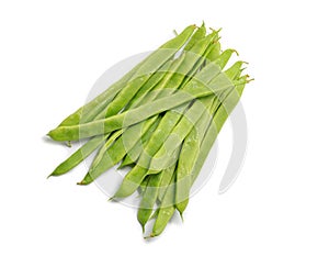 Fresh flat green beans isolated on white
