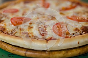 Fresh flavorful pizza with seafood photo