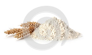 Fresh flour and ears of wheat