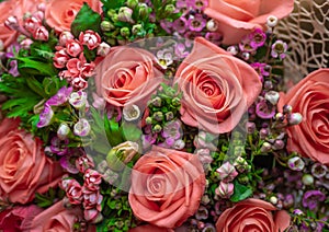 fresh flowers, roses, purple and white brunch, beautiful romantic bouquet