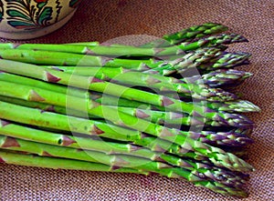 Fresh food : green asparagus on a table