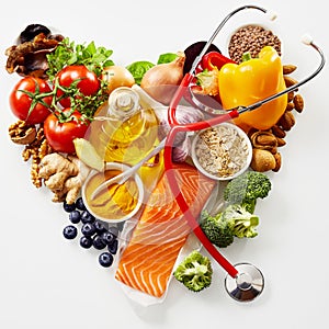 Fresh food for a healthy heart concept