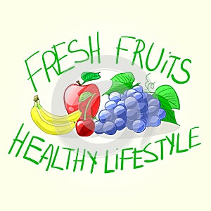 Fresh food. Healthy lifestyle. Vector illustration