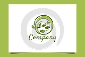 Fresh food logo vector with spoon and fork plant