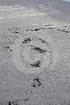 footmarks on sand at beach