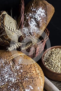 Fresh fragrant bread on the table.