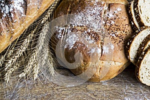 Fresh fragrant bread on the table.