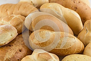 Fresh fragrant bread on the table. Bakery Food photo