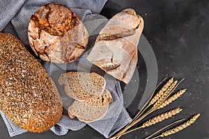 Fresh fragrant bread on the table. Food concept