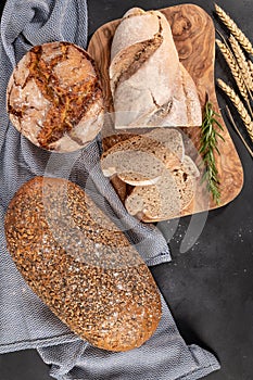 Fresh fragrant bread on the table. Food concept