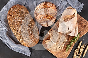 Fresh fragrant bread on the table. Food concept