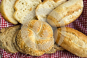 Fresh fragrant bread on the table. Food concept