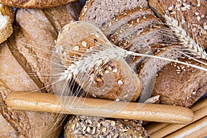 Fresh fragrant bread on the table. Food concept