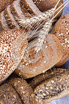 Fresh fragrant bread on the table. Food concept