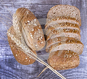 Fresh fragrant bread on the table. Food concept