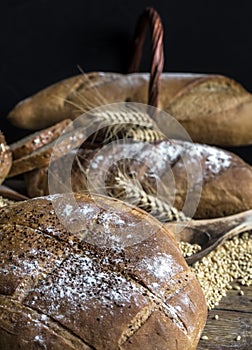 Fresh fragrant bread on the table. Food concept