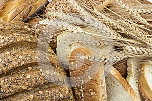 Fresh fragrant bread on the table. Food concept