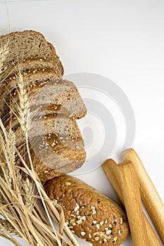 Fresh fragrant bread on the table. Food concept