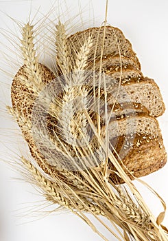 Fresh fragrant bread on the table. Food concept