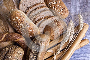 Fresh fragrant bread on the table. Food concept