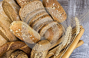 Fresh fragrant bread on the table. Food concept