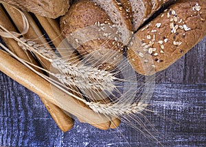 Fresh fragrant bread on the table. Food concept